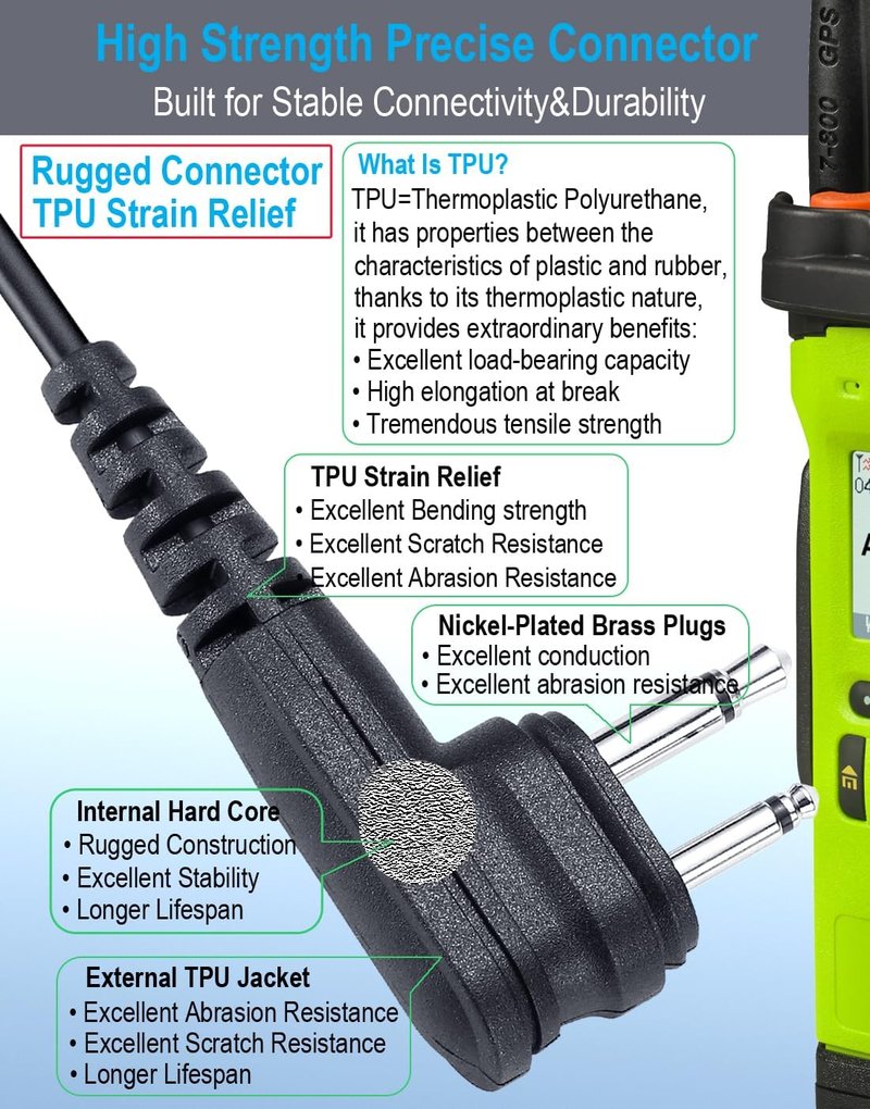 Motorola Walkie Talkie Earpiece - PTT/Mic Acoustic Tube Headset | 2-Pin for CLS1410, DTR550, RMU2040