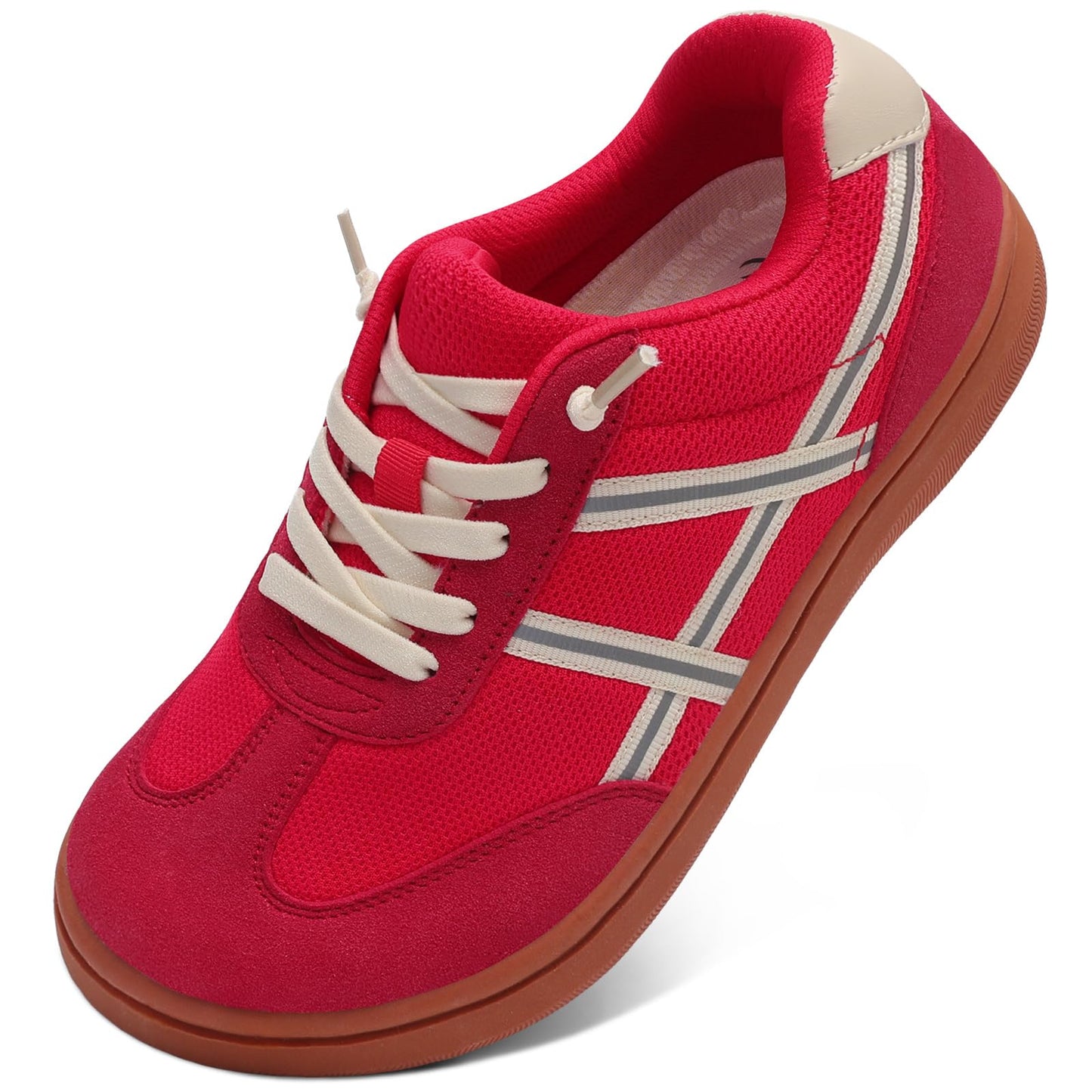 LeIsfIt Women's Wide Barefoot Walking Shoes Slip-on Casual Tennis Shoes Non-Slip Zero Drop Comfort Sneakers Red Size 8