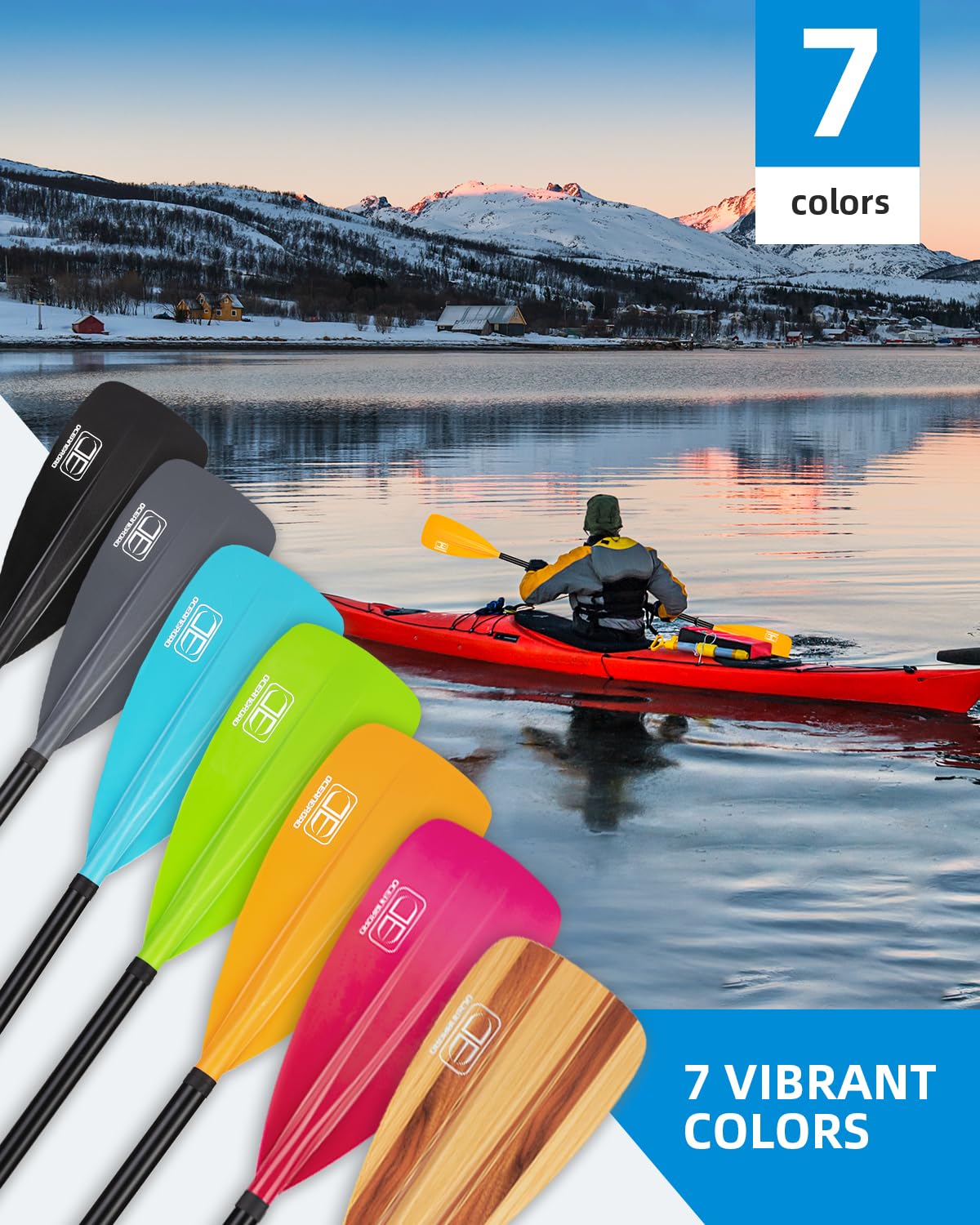 OCEANBROAD SUP Paddle - Adjustable Stand-Up Paddle for Paddleboard Kayak, Adjustable Aluminum Alloy Shaft 68" - 84", 4-Piece, Black
