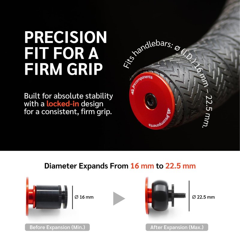 JRC Components Aluminum Handlebar Bike Bar End Plugs for Bicycles | Pack of 2 Handlebar Plugs - Bike Bar End Grips | Mountain Bike Bar End Caps for Road Bikes - Premium Bike Handlebar Caps [Red]