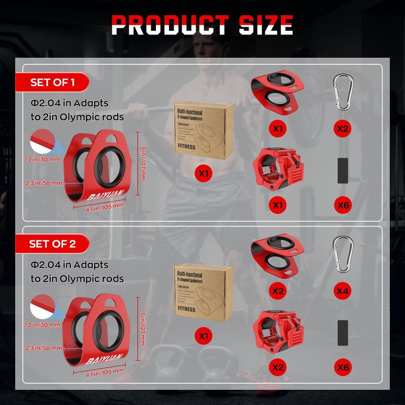 Home Gym Clips, Convert Dumbbells to Barbell, Turn Bars into Landmines, T-Bar Row with Any Grip, Hook Dumbbells on Dip Belts, Versatile Weightlifting Accessory for Olympic (1 Pcs)