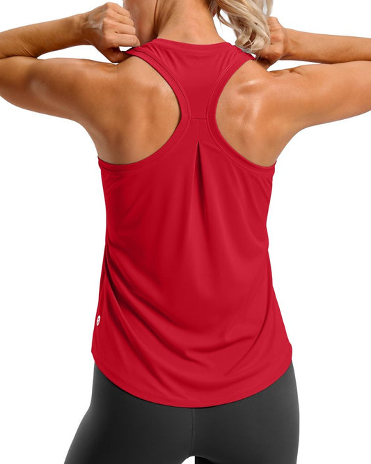 G Gradual Women's Workout Tank Tops Racerback Athletic Yoga Tops Loose Fit Sleeveless Running Gym Sports Shirts for Women(Red New,XL)