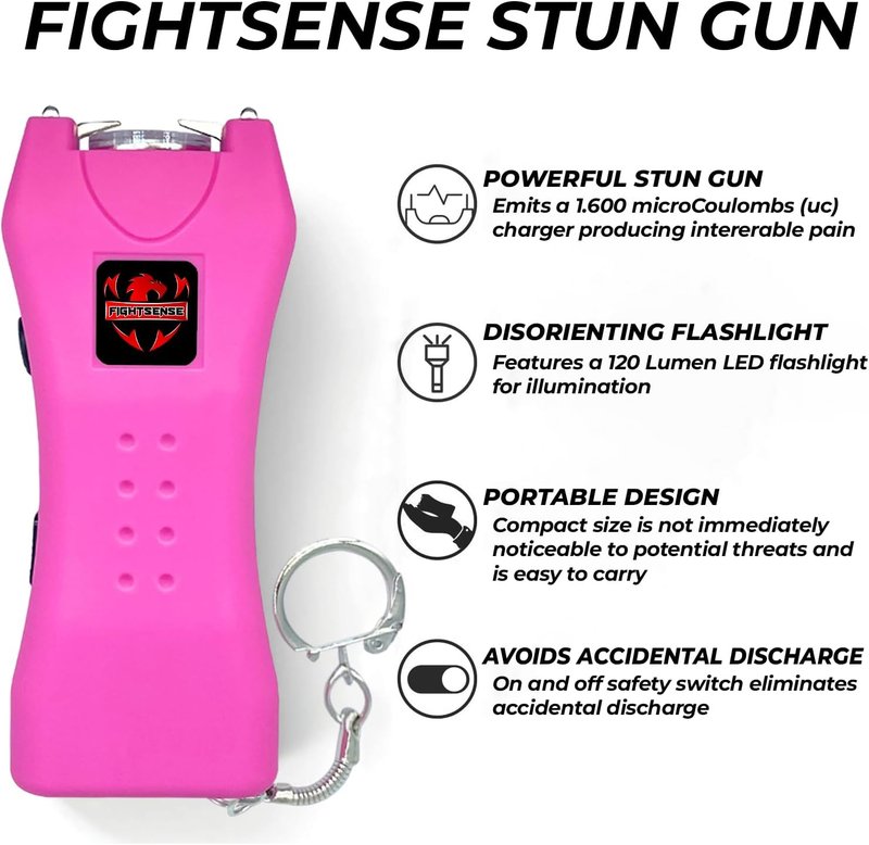 Super Heavy Duty Keychain Stun Gun - Rechargeable Self Defense Device with Flashlight | Nylon Holster Included