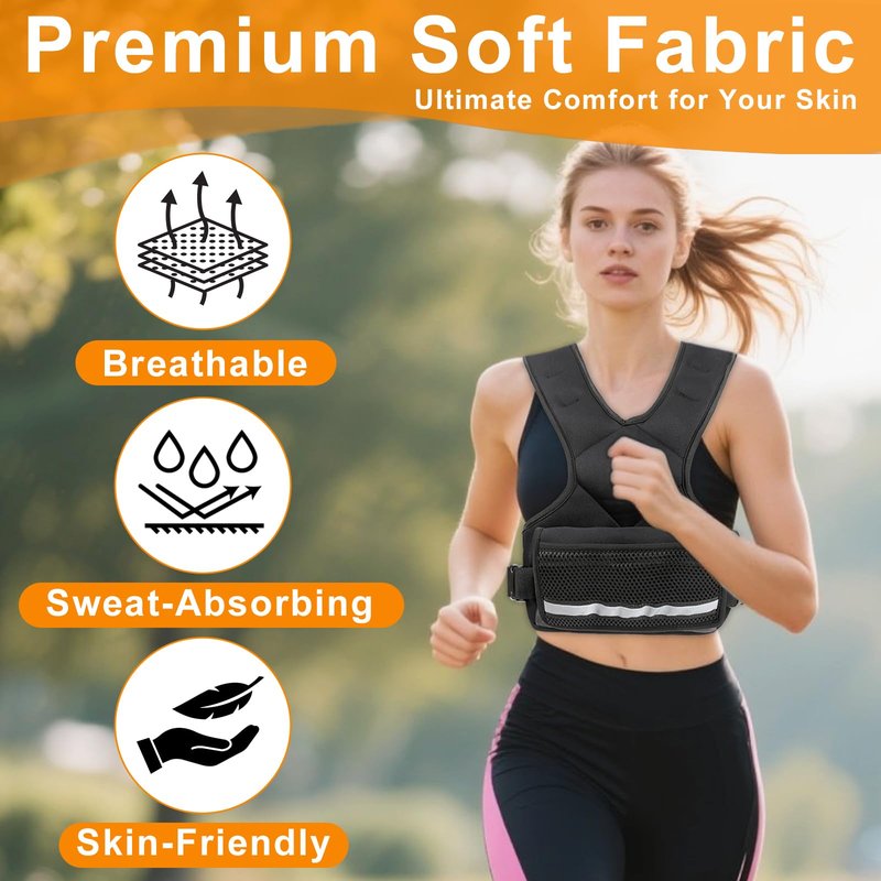 Weighted Vest Men & Women, 5lb/10 lb Adjustable Weighted Vest with Reflective Stripe, for Workout, Strength Training, Running, Fitness, Muscle Building, Weight Loss,Weightlifting