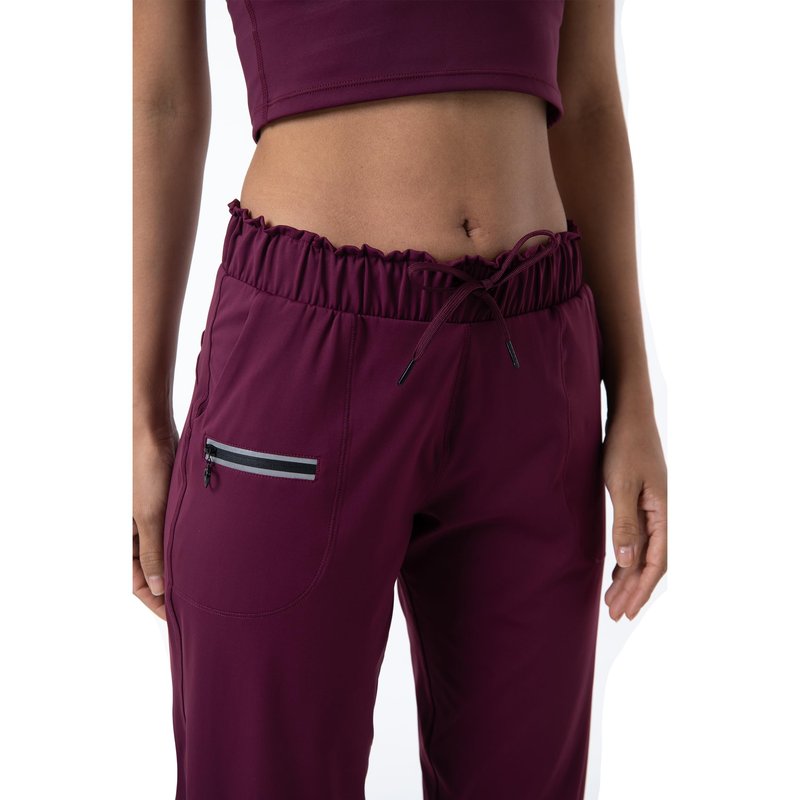 Haowind Joggers for Women with Pockets Elastic Waist Workout Sport Gym Pants Comfy Lounge Yoga Running Pants(Burgundy L)