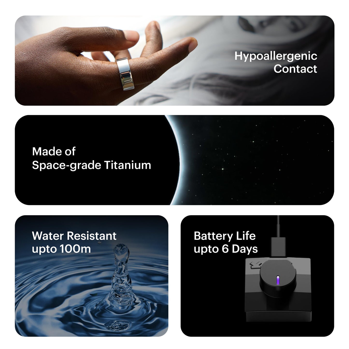 Ultrahuman Ring AIR- Sleep-Tracking, Movement & Recovery,HRV, 6 Days Battery Life with Lifetime Free Subscription (Space Silver, 14)