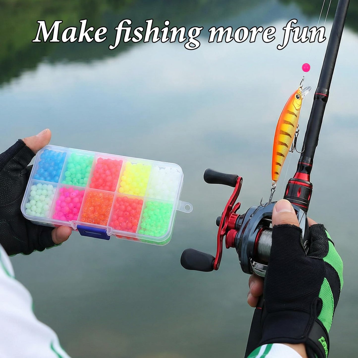 1000PCS 5mm Glow in The Dark Fishing Beads, Luminous Plastic Round Beads