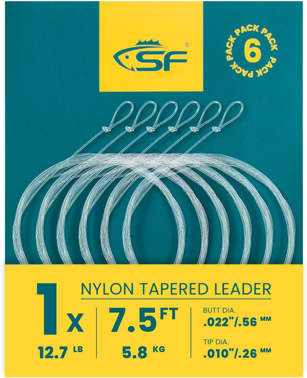Pre-Tied Loop Fly Fishing Tapered Leader - Nylon Clear for Freshwater & Saltwater | 7.5FT to 15FT, 0X to 7X
