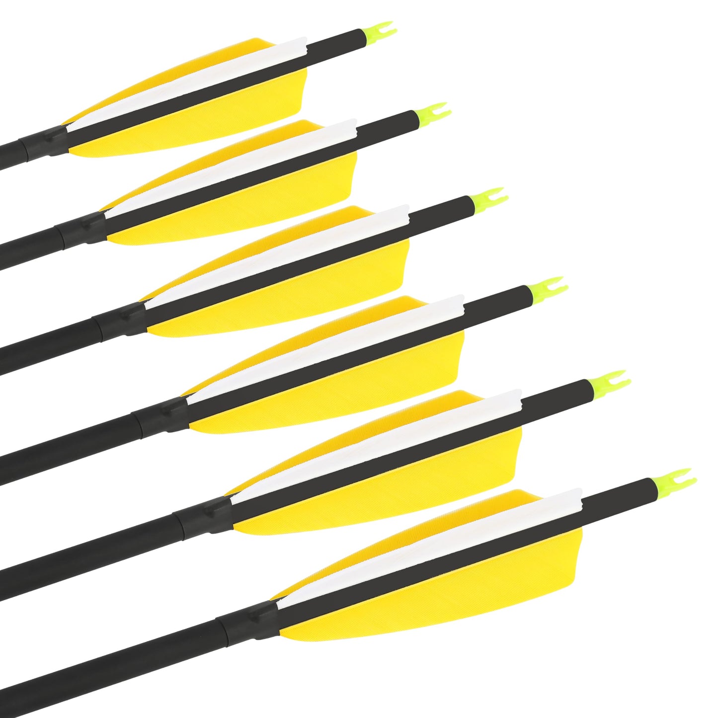 ZSHJGJR 30 Inch Archery Carbon Arrows Hunting Arrows with 4” Turkey Feather Target Practice Arrows Spine 500 for Compound & Recurve &Traditional Bow 6/12pcs (6 x Yellow Arrows)