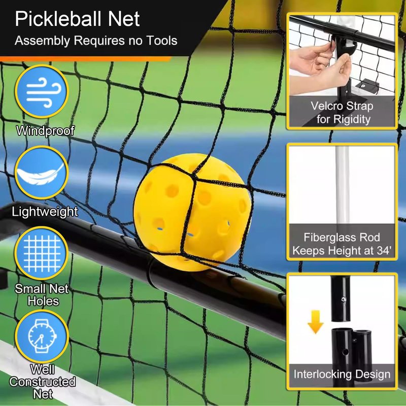 Portable Pickleball Net System, Pickle Ball Set with Wheels for Driveway, Indoor Steady Pickleball Stand with Carrying Bag for Backyards Outdoor, 22 FT USAPA Regulation Size