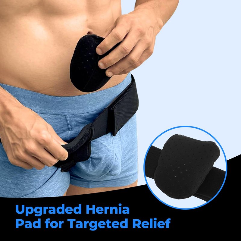 Hernia Belts for Men & Women, Adjustable Inguinal Hernia Belt for Men with Pad Support, Post-Surgery Recovery Truss, Universal Abdominal Strap Guard for Left or Right Side (Medium, Black)