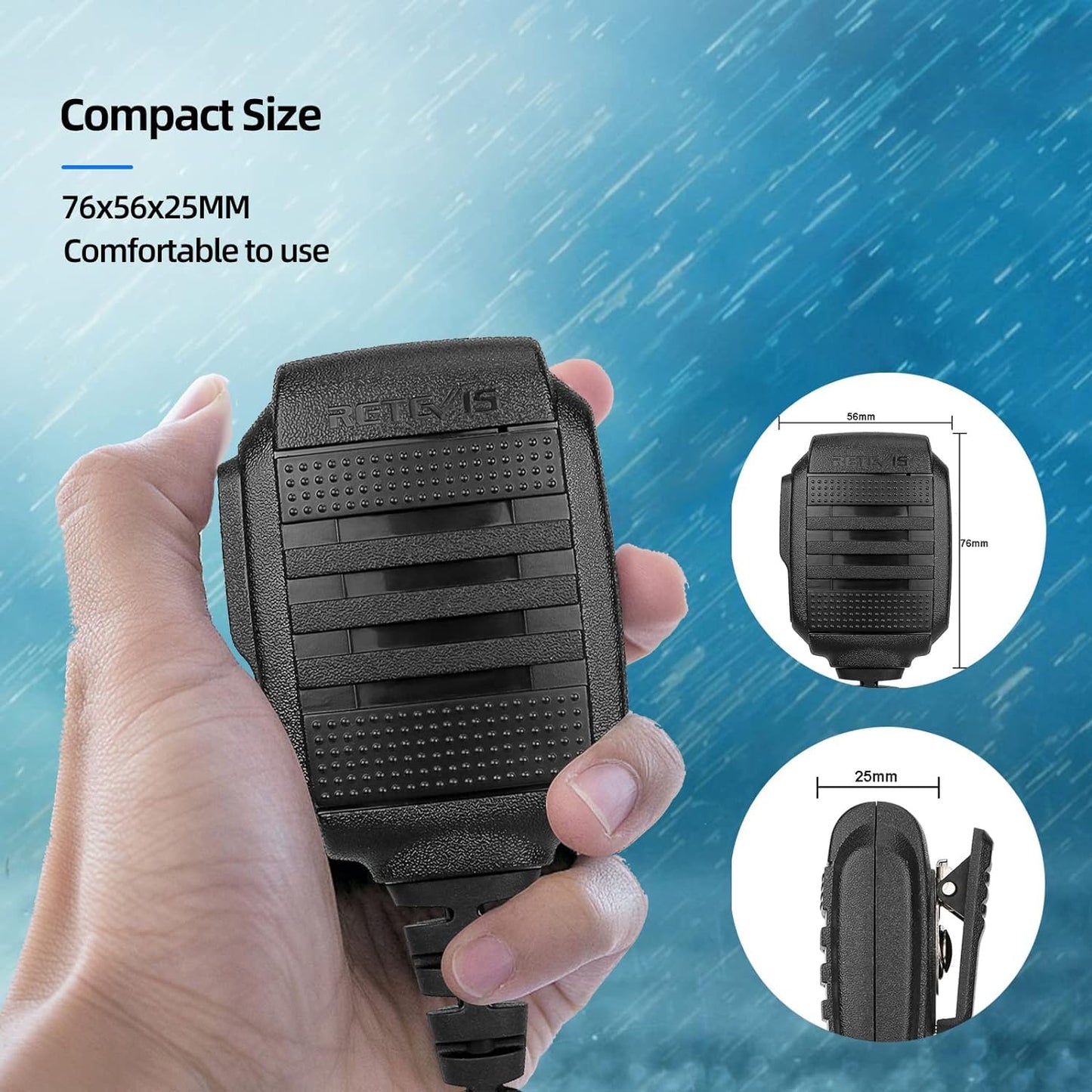 Retevis IP54 Waterproof Microphone, Walkie Talkie Speaker Mic,Compatible with Retevis RT21 RT68 H-777 RT22 RT27 H-777S RB45 RB29 RT19 RT15 BAOFENG UV-5R 888S Kenwood Samcom pxton Two Way Radio(4 Pack)