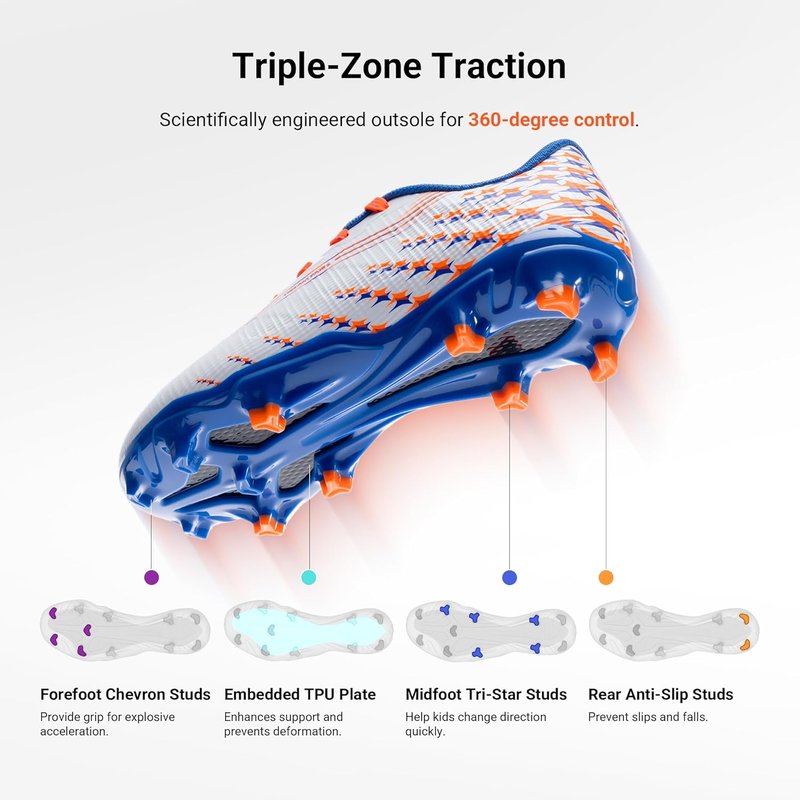 Boys & Girls Soccer Cleats - High-Speed Anti-Twist Lightweight Football Shoes | FG/AG Design