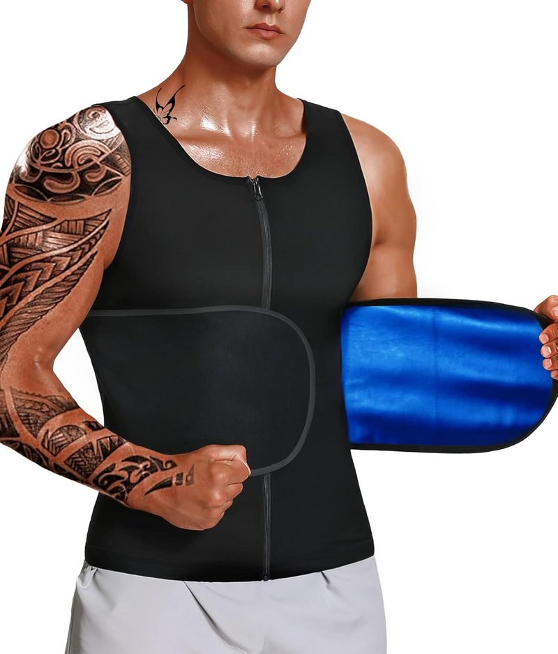 Sauna Vest for Men - Adjustable Waist Trainer with Zipper | Workout Sauna Suit
