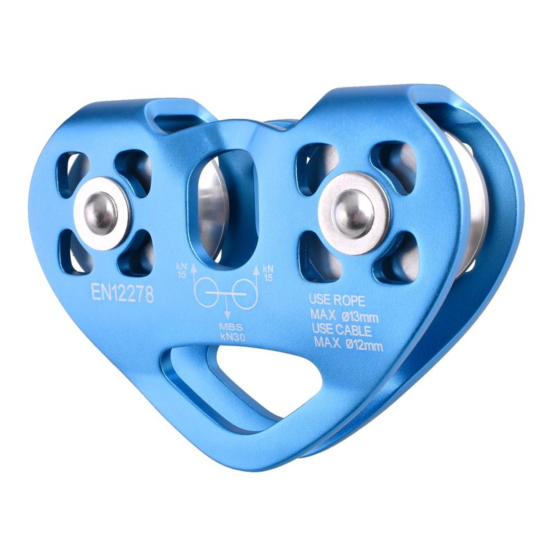 TRIWONDER 30kN Zipline Pulley 6700LBS Zip Line Tandem Dual Trolley Kit for Cable & Rope Heavy Duty for Rescue Climbing Hauling Backyard Zipline Mountaineering Rigging (Blue)