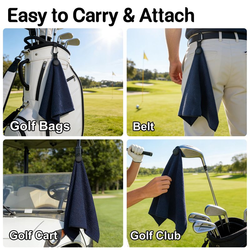 Epinovo Strong Magnetic Golf Towel for Golf Bags, 23.6"x15.7" Microfiber Golf Cleaning Towel with Waffle Weave Design, Easily Attaches to Golf Carts and Clubs (3 Pack)