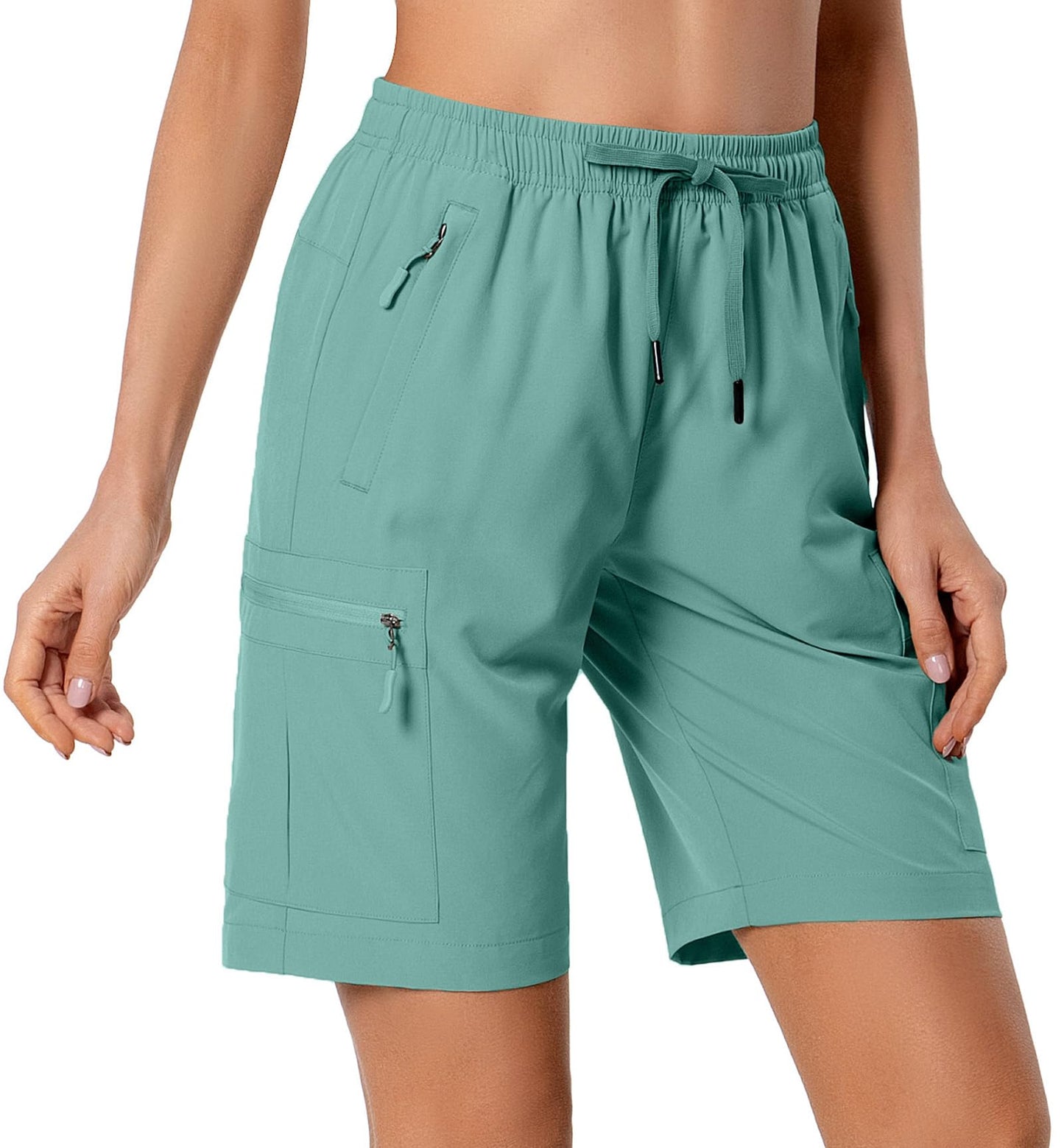 Hugut Women's Lightweight Hiking Cargo Shorts Quick Dry Athletic Shorts Camping Travel Golf Zipper Pockets Water Resistant