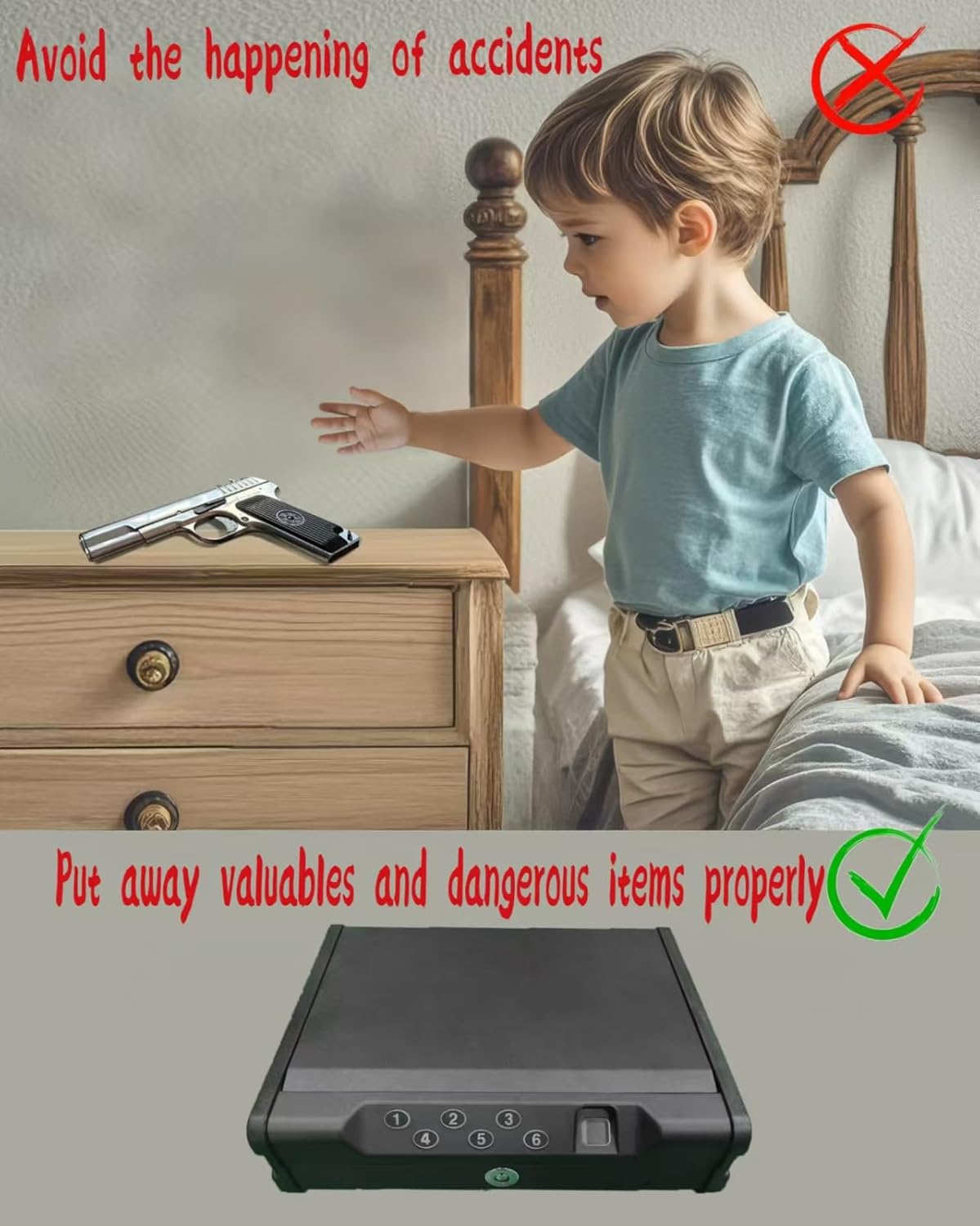 Gun Safe for 2 Pistols - Quick-Access Fingerprint & Passcode Lock | Secure Handgun Storage Solution