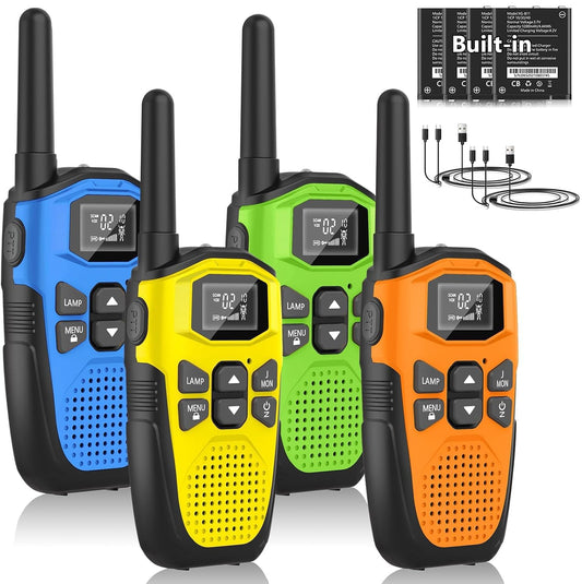 Walkie Talkies, NXGKET Walkie Talkies 4 Pack Long Range for Adults Rechargeable Two-Way Radios with 22 FRS Channel Radio, Li-ion Battery, Waterproof, Flashlight, VOX for Outdoor Camping Hiking Trip