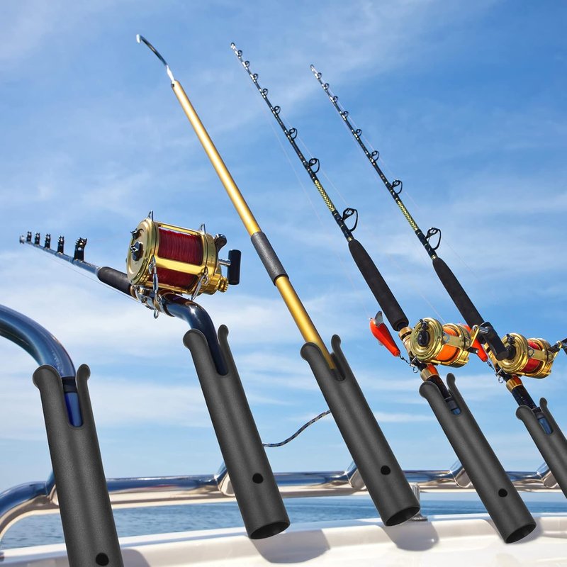 Fishing Rod Holder Bracket - 6 Pcs Portable Wall-Mounted Tool Holder for Boat & Kayak | Black