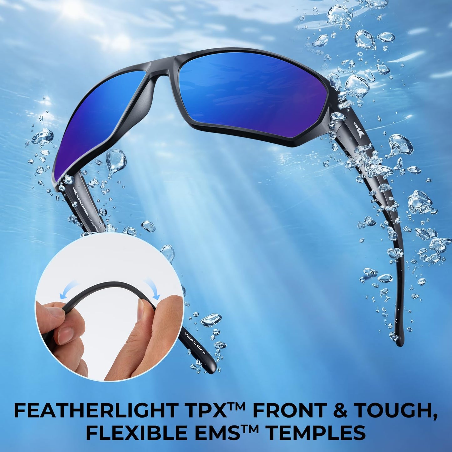 KastKing Merced Floating Polarized Sports Sunglasses, With PuriVex Protective Lens Coating, Lightweight TPX Frame, Men Women