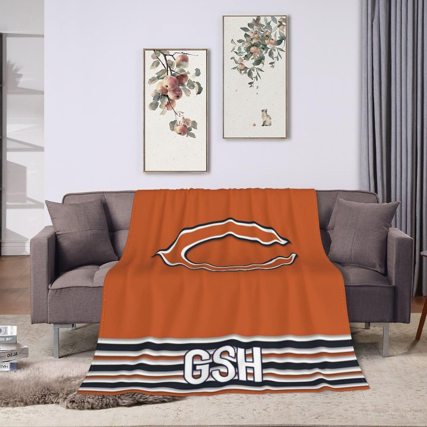 gdpfdi Bears Football Blanket Soft Cozy Blanket Bears Team Throw Blanket for Couch Bedroom Living Room Dorm Travel Home Decor Bears Fan Gift 80x60 in