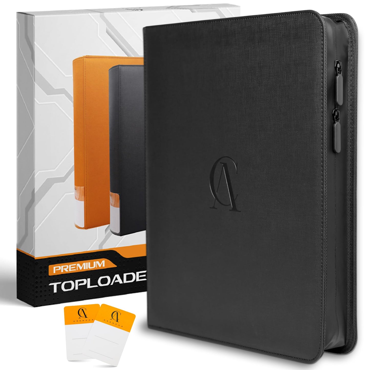 Upgraded Moisture-Resistant Toploader Binder with PU Inner Liner for Extra Protection, Card Binder Top Loader with 9-Pocket, Can Hold 252 Top Loaders/3x4'', for Sports/TCG Party/Premium Cards Storage