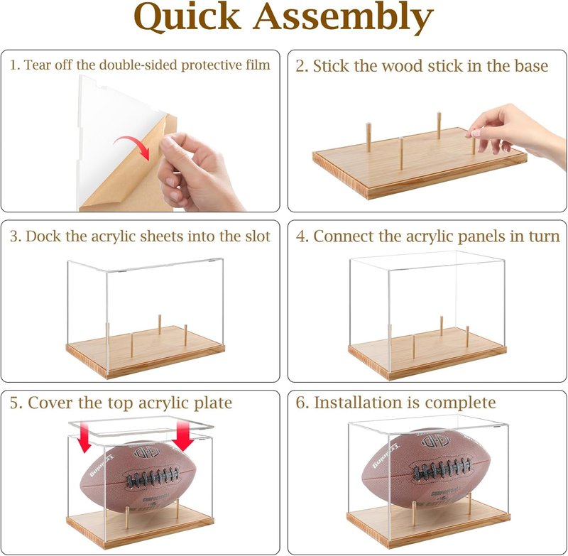 Football Display Case - UV Protected Acrylic Case for Autographed Footballs | Removable Stand & Sports Collectibles