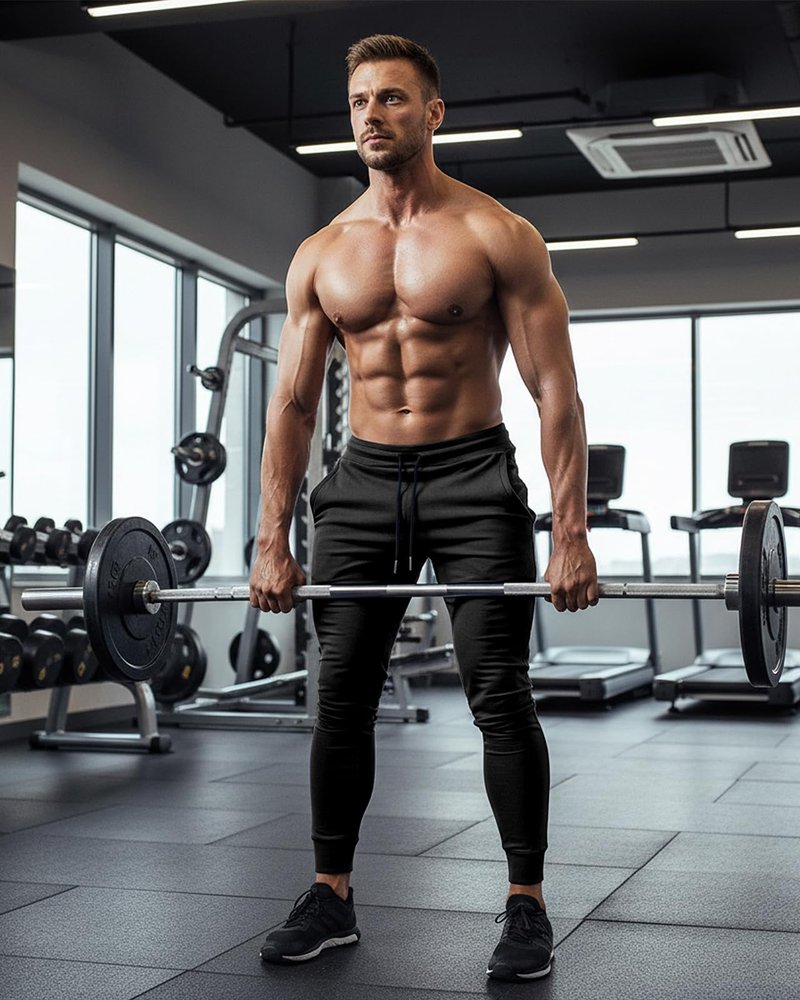 BUXKR Men's Slim Joggers Workout Pants for Gym Running and Bodybuilding Athletic Bottom Sweatpants with Deep Pockets,Black,L
