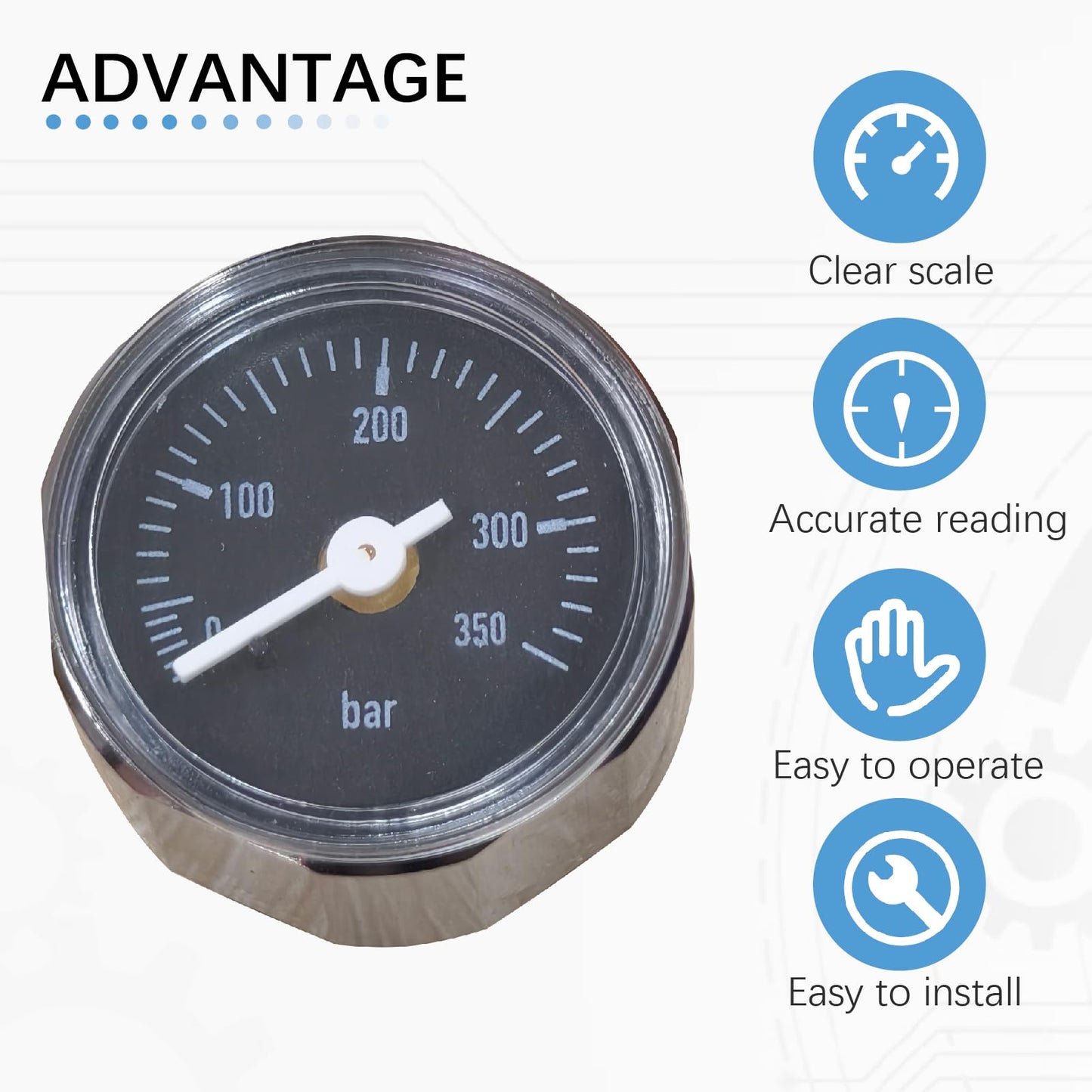 1/8" BSP 350Bar Paintball Gauge 28mm Pressure Gauge Regulator Parts for Paintball Airsoft Air Rifle PCP FX EDGUN Manometer