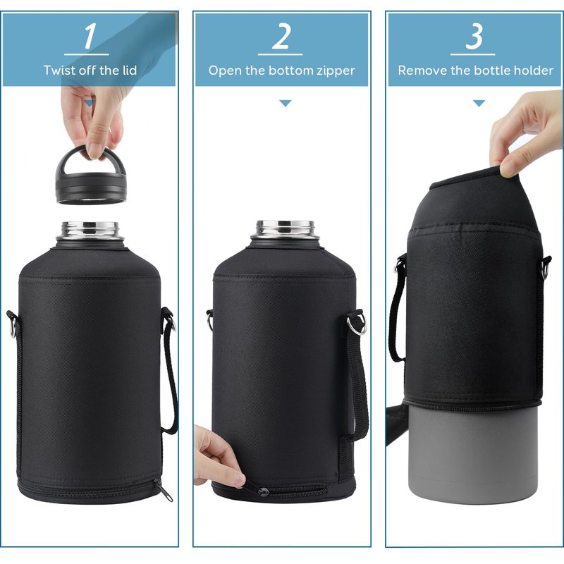 Coolflask Water Bottle Holder for Gallon Water Jug 128 oz Water Flask Carrying Pouch with Detachable Adjustable Padded Shoulder Strap - Carry, Protect and Insulate Your Flask for Sport/Outdoor