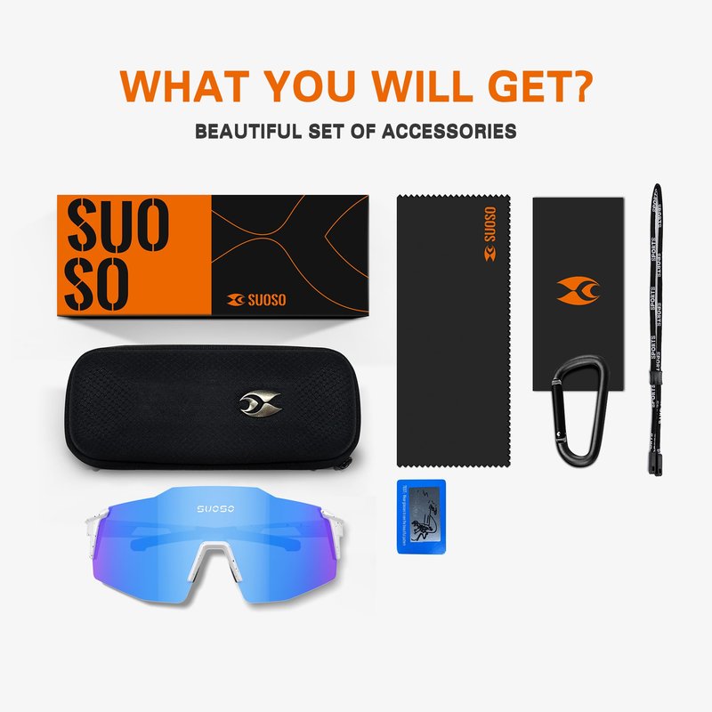 suoso Sports Cycling Sunglasses for Men: Lightweight UV Protection Polarized Sun Glasses for Youth Baseball Softball Running