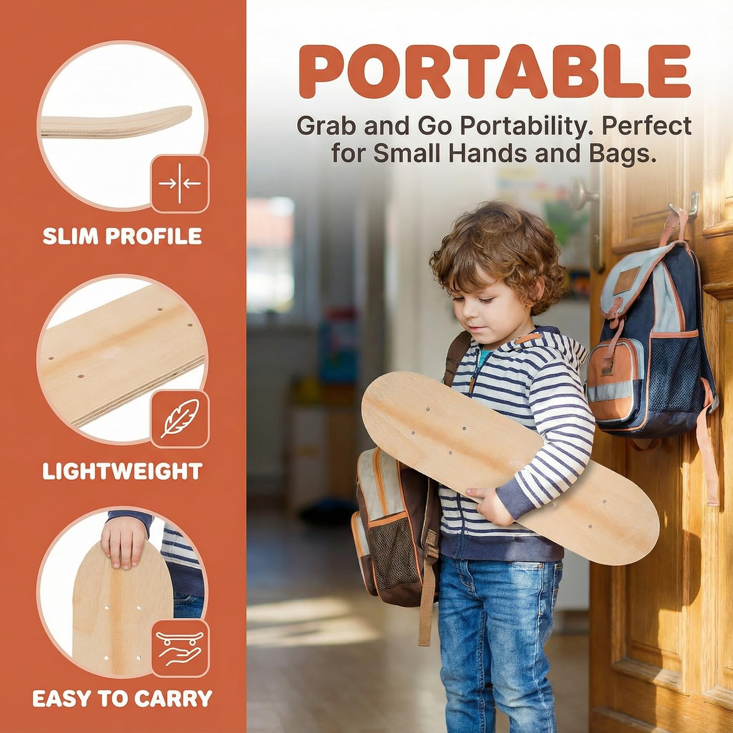 BESPORTBLE Blank Skateboard Deck: DIY Blank Wood Graffiti Skateboard Maple Double-Sided Design for Painting and Graffiti 17X5 Inch for Skateboarding Enthusiasts Beige