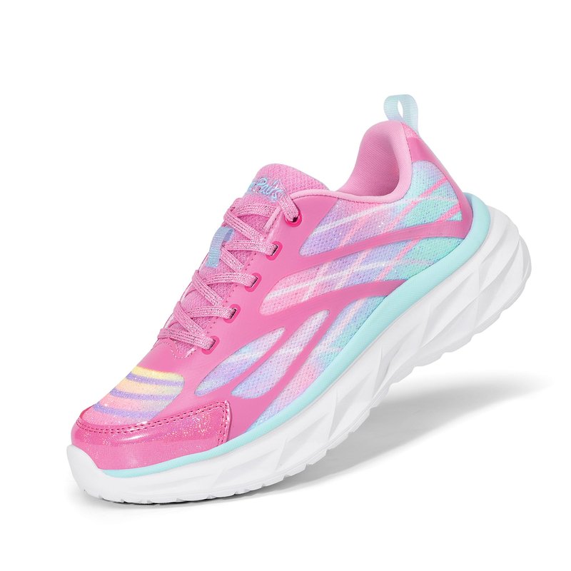 DREAM PAIRS Girls Shoes Sneakers Kids Tennis Shoes Lightweight Lace Up Running Casual Walking Shoes,Size 12 Little Kid,Hot Pink/Rainbow,KKUMRS2507
