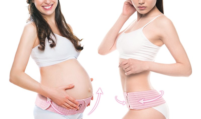 Bracoo Maternity Belt & Post Partum Waist Binder - Adjustable Belly Band for Pregnancy - Relieve Tired Muscles, Support for Prenatal and Postpartum Comfort, MS61, Pink, One Size