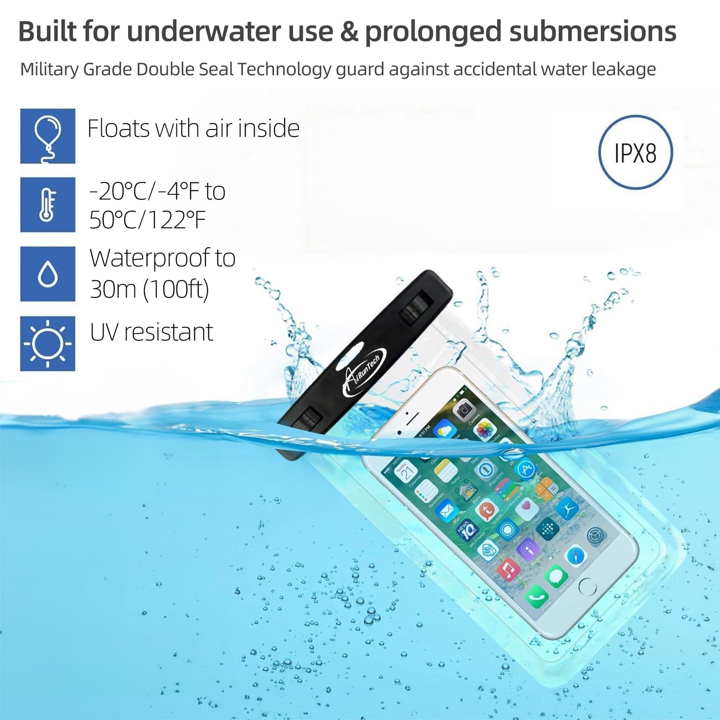 AiRunTech Waterproof Cell Phone Bag - 4 Pack Clear Pouches for Outdoor Activities - Universal Fit for iPhone and Other Devices - 2 Phone Cases + 2 Fanny Packs