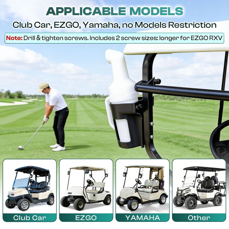 DRIVE UP Universal Golf Cart Sand Bottle, Golf Cart Divot Filler Sand Bottle with Rattle Proof Holder Suitable for Yamaha, EZGO and Club Car Golf Carts, Large Capacity Golf Sand Bottle