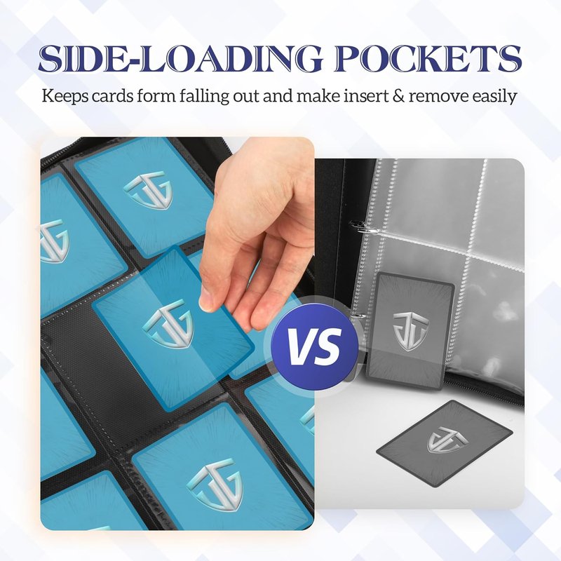Trading Card Binder - 9 Pocket Zipper Album for 540 Cards | TCG, Sports, Yu-Gi-Oh, MTG (White)