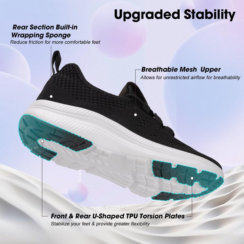 ZOVE Wide Toe Box Shoes Women Extra Wide Width Sneakers Ultra Light Road Running Shoes Non-Slip Tennis Sneakers Breathable Walking Athletic 8803 Black 37