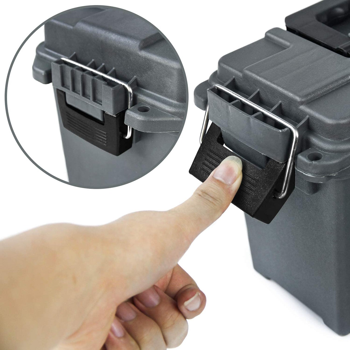 GUGULUZA Plastic Ammo Cans, 2-Pack 30 50 Cal Field Cases Storage Boxes Grey