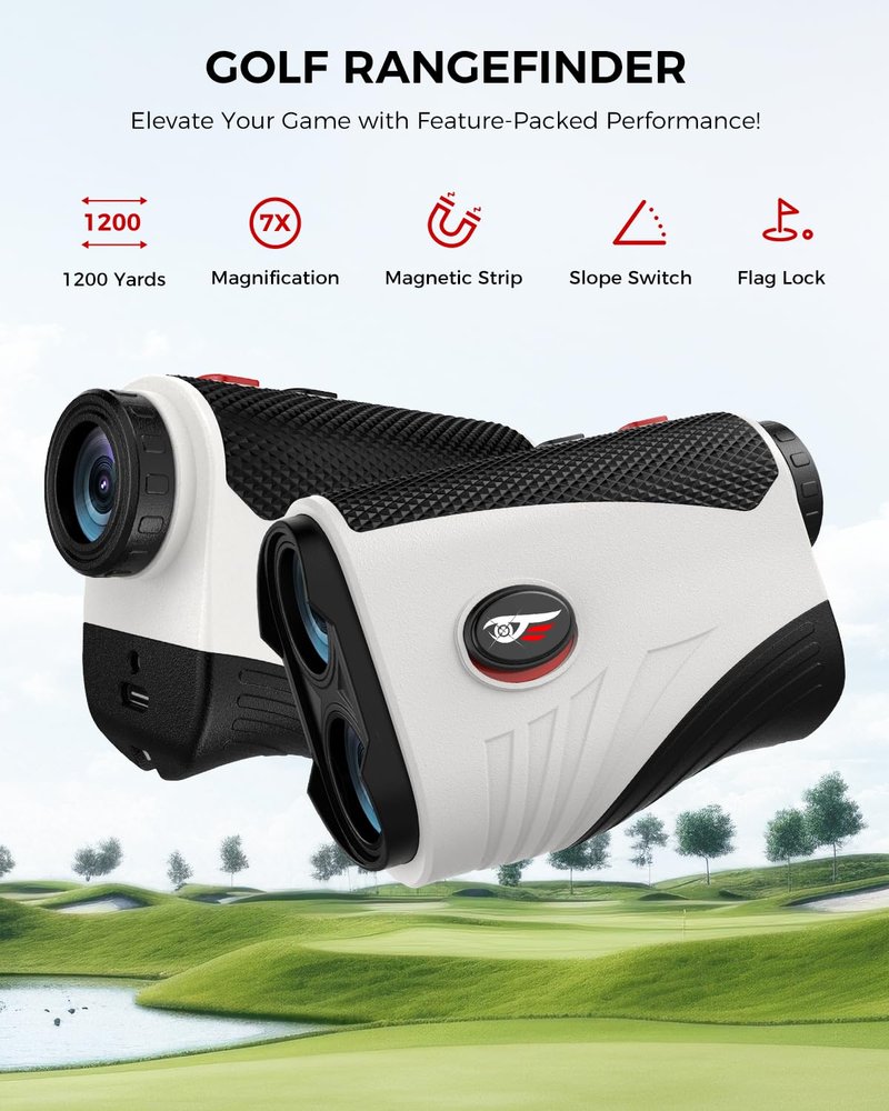 VyKure Golf Rangefinder with Slope - 1200 Yards Laser Range Finder with Flag Pole Locking Vibration, 7X Magnification rangefinder with Magnet Stripe