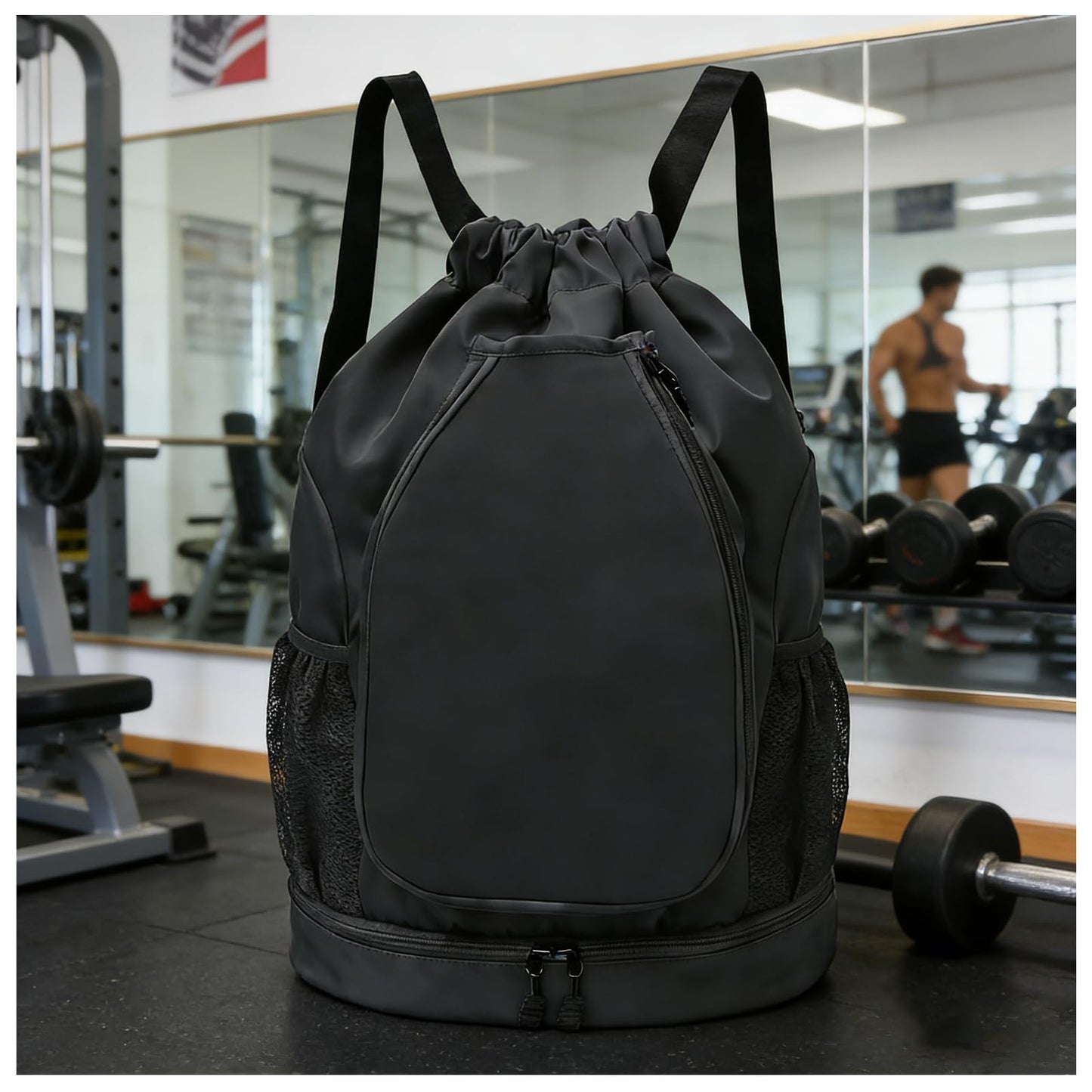 MOGARBRO Tennis Backpack for Women Men,Pickleball Badminton Basketball Soccer backpacks With Shoe Compartment,Water Resistant Women Gym Drawstring Backpack