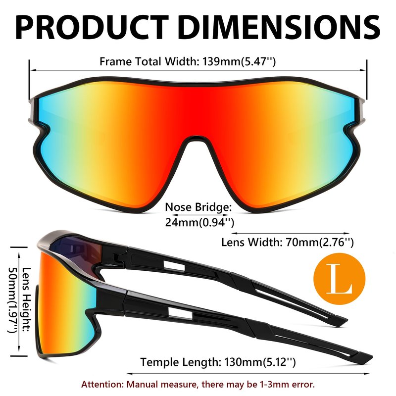 FEISEDY Unisex Youth Sunglasses, Teens Baseball Tennis Sunglasses, UV400 Sports Boys Girls Cycling Shades B4064 (Black Frame/Red Mirror)