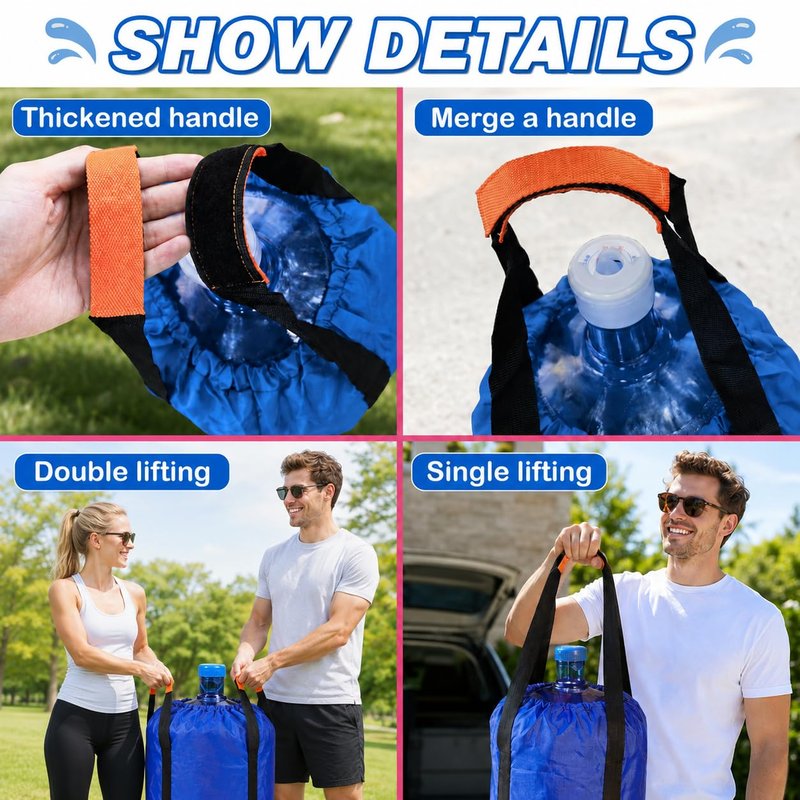 Storbuffs 5 Gallon Water Bottle Glass Corboy Carrier Bag with Handle,1 Shoudle Straps,Jug Carrier Easy Carrying,Single Handheld or 1 shoulder,Dual-Person Lift,Dust Cover Fits Standard 5 Gal Jugs,Blue