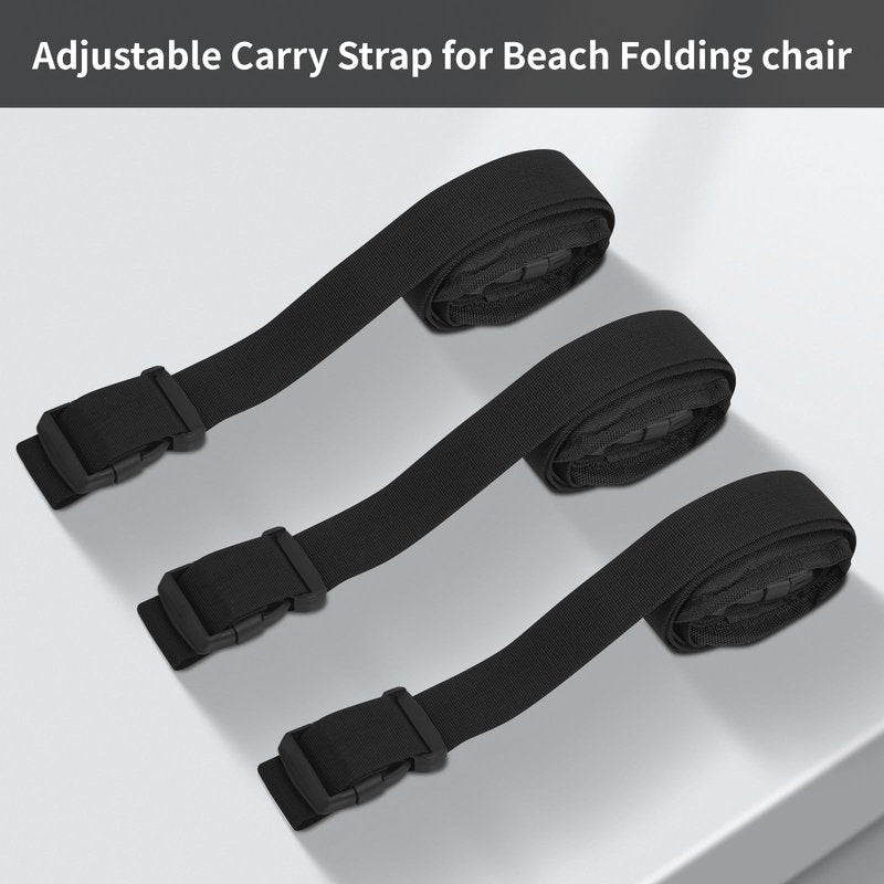 HUDLL 3 Pack Adjustable Chair Carry Strap with Upgraded Padded Shoulder Support, Hands-Free Sling for Folding Camping Chairs, Hiking & Outdoor Trips