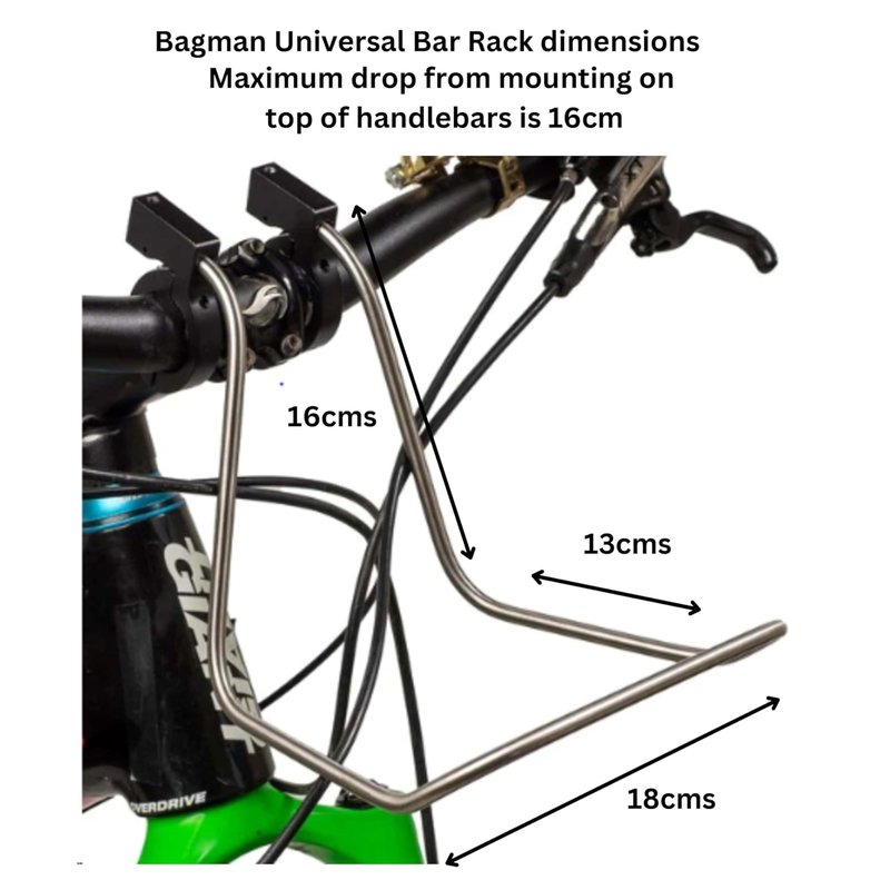 Bagman Bar Rack for Bicycles, Support for Front Panniers and Baskets, High Stability, Easy Installation