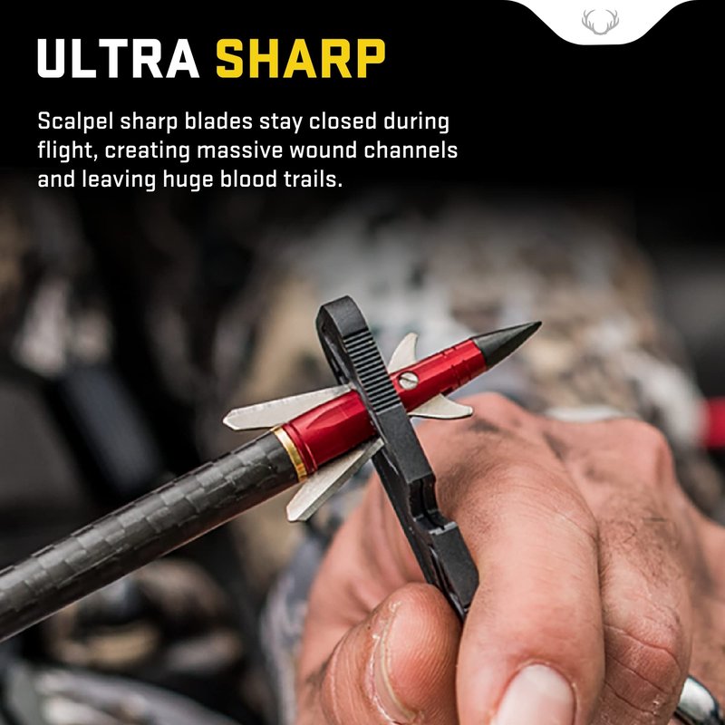 TenPoint EVO-X CenterPunch Broadhead, Red - Pack of 3 - 100-Grain, Rear-Deploying Design