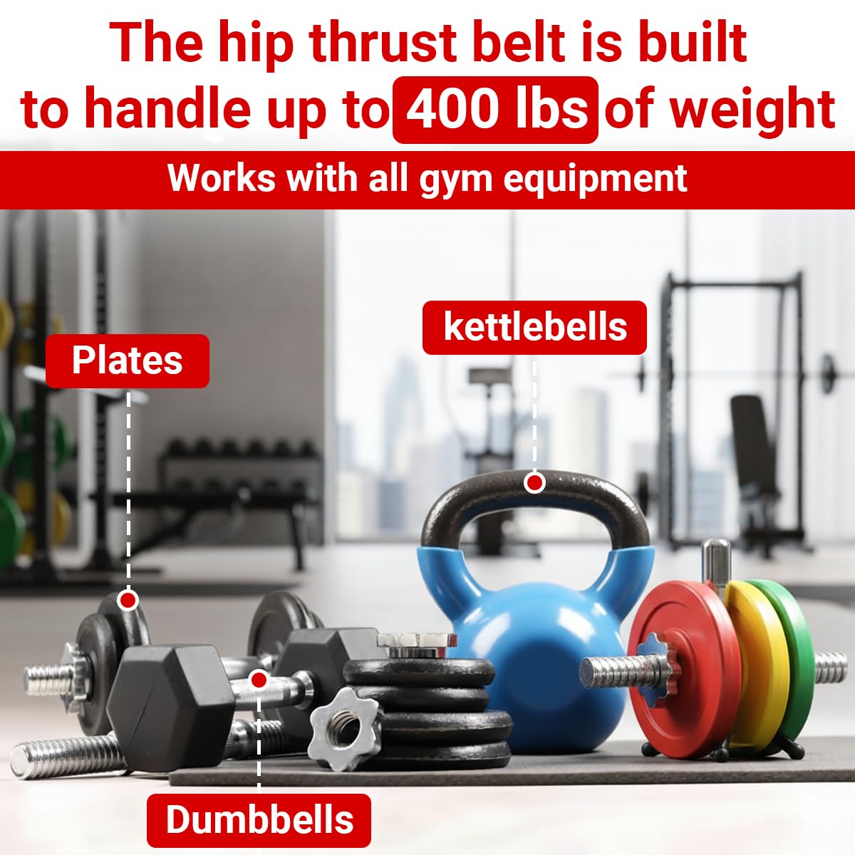 Hip Thrust Belt for Glutes – Adjustable Weightlifting Belt with Padded Support – Portable Booty Builder for Dumbbells, Kettlebells, and Plates – Home Gym Workout Gear for Men & Women