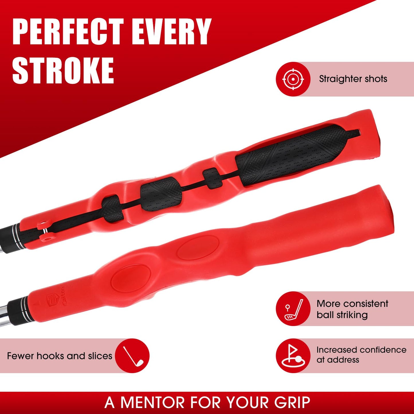 Sotiff 2 Pcs Golf Swing Trainer Golf Grip Training Aid Improving Hand Positioning Removable Swing Grip Attachment for Beginner Clubs