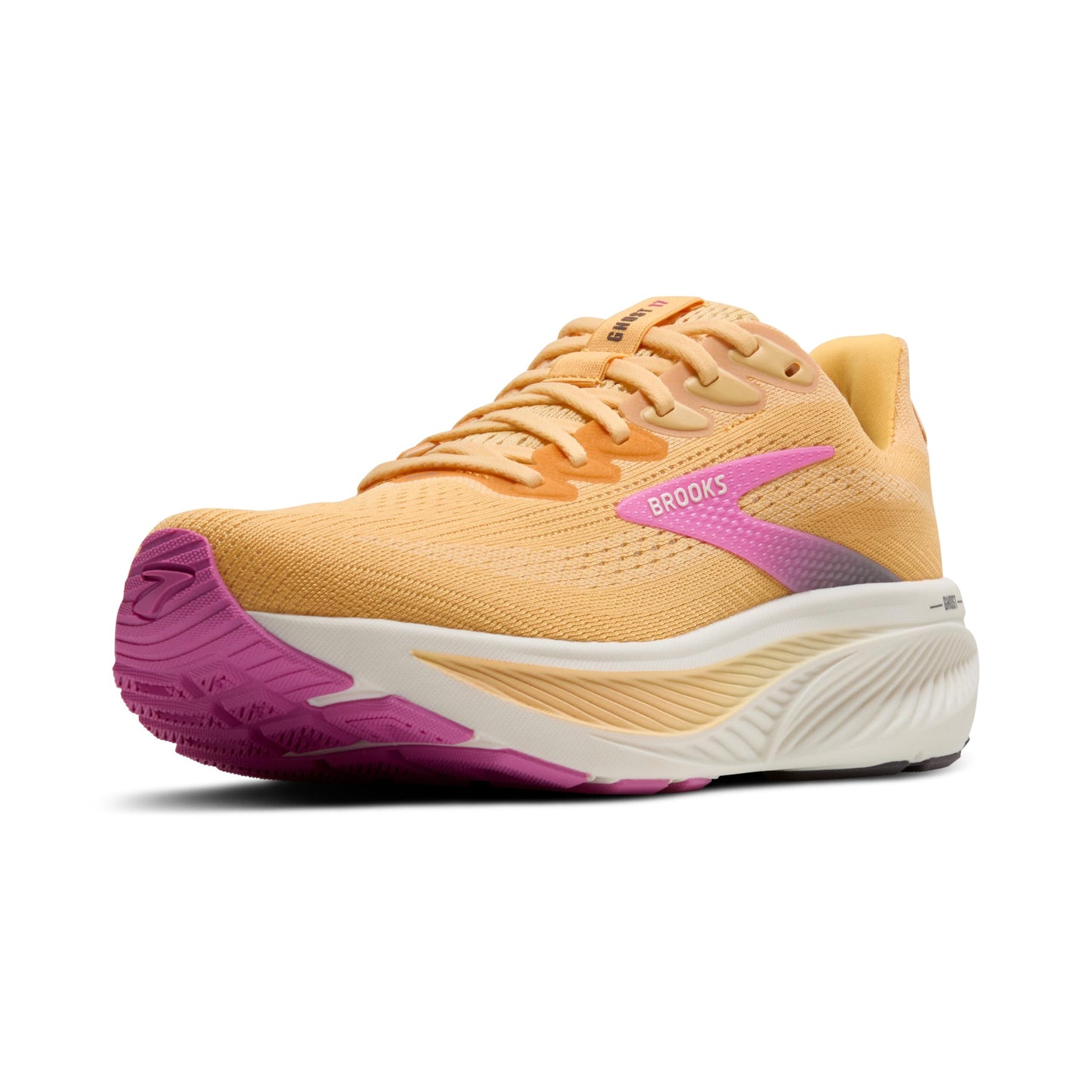 Brooks Women’s Ghost 17 Neutral Running Shoe - Apricot/Grey/Pink - 11.5 Medium